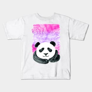 Lazy Panda on Pink & Purple Kids T-Shirt